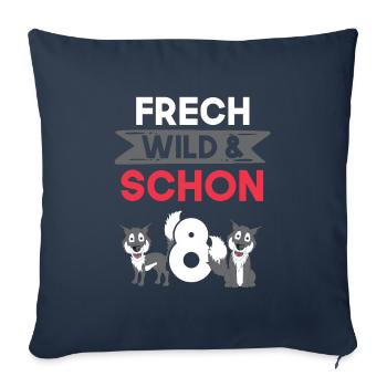 8 Jahre Geburtstag Junge Mädchen Wolf - Sofakissenbezug 45 x 45 cm - Navy - Vorne
