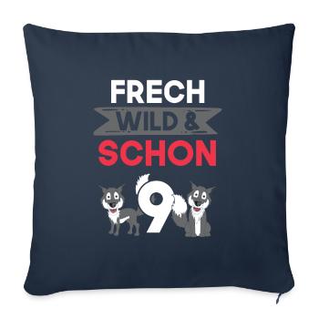 9 Jahre Geburtstag Junge Mädchen Wolf - Sofakissenbezug 45 x 45 cm - Navy - Vorne