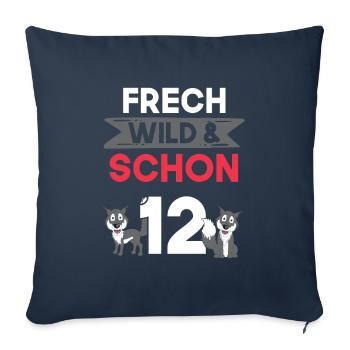 12 Jahre Geburtstag Junge Mädchen Wolf - Sofakissenbezug 45 x 45 cm - Navy - Vorne