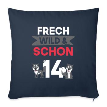 14 Jahre Geburtstag Junge Mädchen Wolf - Sofakissenbezug 45 x 45 cm - Navy - Vorne