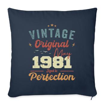 Mai 1981 Geburtstag Mai 1981 Geschenk Mai 1981 - Sofakissenbezug 45 x 45 cm - Navy - Vorne