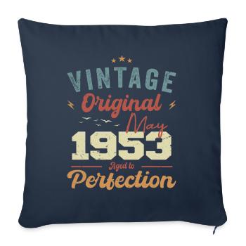 Mai 1953 Anniversaire Mai 1953 Cadeau Mai 1953 - Housse de coussin décorative 45 x 45 cm - bleu marine - Devant