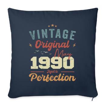 Mai 1990 Anniversaire Mai 1990 Cadeau Mai 1990 - Housse de coussin décorative 45 x 45 cm - bleu marine - Devant