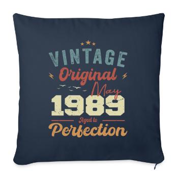 May 1989 Birthday May 1989 Gift May 1989 - Sofa pillowcase 17,3'' x 17,3'' (45 x 45 cm) - navy - Front