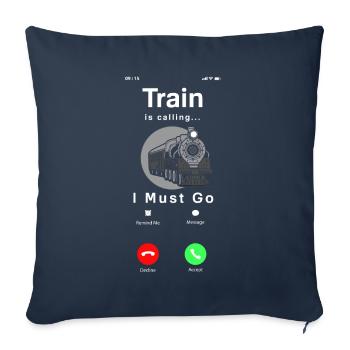 Drôle de Train amant Trains Locomotive cadeau - Housse de coussin décorative 45 x 45 cm - bleu marine - Devant