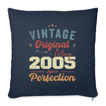Mai 2005 Anniversaire Mai 2005 Cadeau Mai 2005 - Housse de coussin décorative 45 x 45 cm - bleu marine - Devant