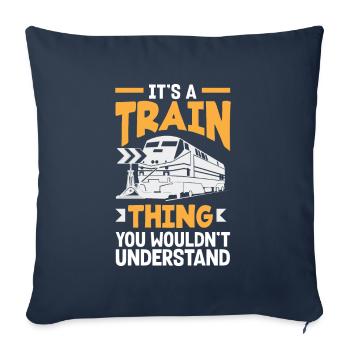 Drôle de Train amant Trains Locomotive cadeau - Housse de coussin décorative 45 x 45 cm - bleu marine - Devant