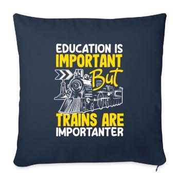 Drôle de Train amant Trains Locomotive cadeau - Housse de coussin décorative 45 x 45 cm - bleu marine - Devant