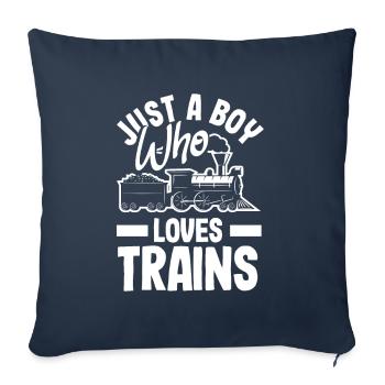 Funny Train Lover Trains Locomotive Gift - Sofa pillowcase 17,3'' x 17,3'' (45 x 45 cm) - navy - Front