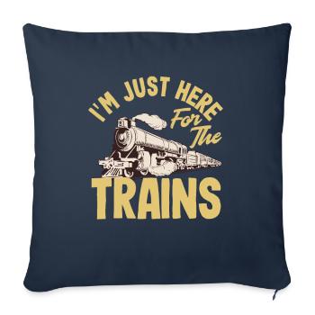 Drôle de Train amant Trains Locomotive cadeau - Housse de coussin décorative 45 x 45 cm - bleu marine - Devant