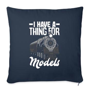 Drôle de Train amant Trains Locomotive cadeau - Housse de coussin décorative 45 x 45 cm - bleu marine - Devant