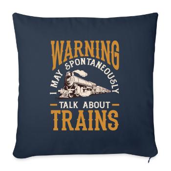Drôle de Train amant Trains Locomotive cadeau - Housse de coussin décorative 45 x 45 cm - bleu marine - Devant