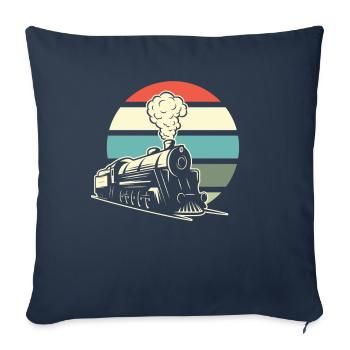 Drôle de Train amant Trains Locomotive cadeau - Housse de coussin décorative 45 x 45 cm - bleu marine - Devant