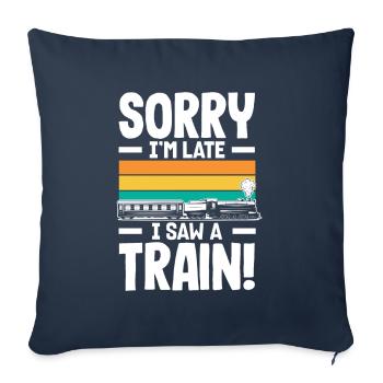 Drôle de Train amant Trains Locomotive cadeau - Housse de coussin décorative 45 x 45 cm - bleu marine - Devant