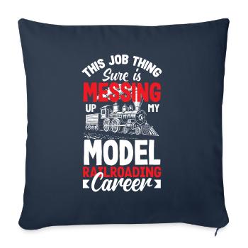 Drôle de Train amant Trains Locomotive cadeau - Housse de coussin décorative 45 x 45 cm - bleu marine - Devant