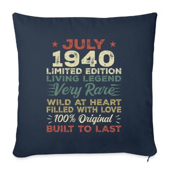 Gift July 1940 Anniversary July 1940 Birthday - Sofa pillowcase 17,3'' x 17,3'' (45 x 45 cm) - navy - Front
