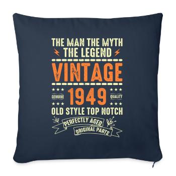 Cadeau Anniversaire 1949 Vintage 1949 Millésime 1949 - Housse de coussin décorative 45 x 45 cm - bleu marine - Devant