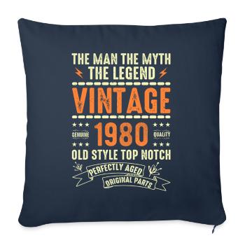 Cadeau d’anniversaire des années 1980 Vintage des années 1980 Millésime des années 1980 - Housse de coussin décorative 45 x 45 cm - bleu marine - Devant