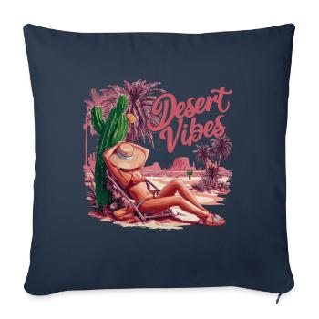 Aventure de vacances au coucher du soleil dans le désert - Housse de coussin décorative 45 x 45 cm - bleu marine - Devant