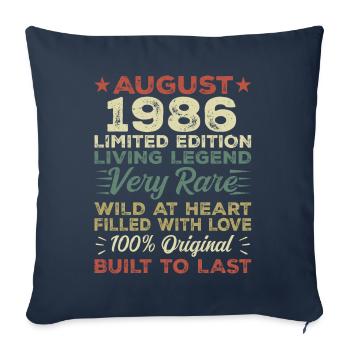 Août 1986 - Idée cadeau pour Août 1986 - 1986 - Housse de coussin décorative 45 x 45 cm - bleu marine - Devant