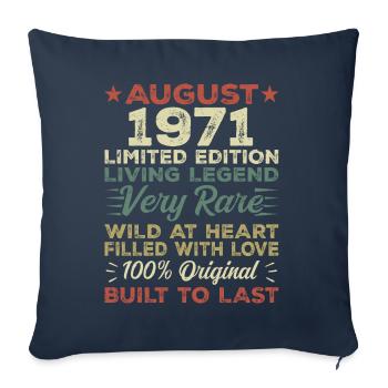 Août 1971 - Idée cadeau pour Août 1971 - 1971 - Housse de coussin décorative 45 x 45 cm - bleu marine - Devant