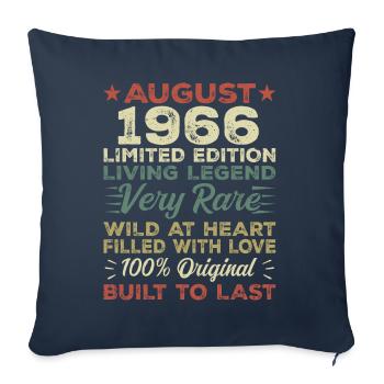 Août 1966 - Idée cadeau pour août 1966 - 1966 - Housse de coussin décorative 45 x 45 cm - bleu marine - Devant