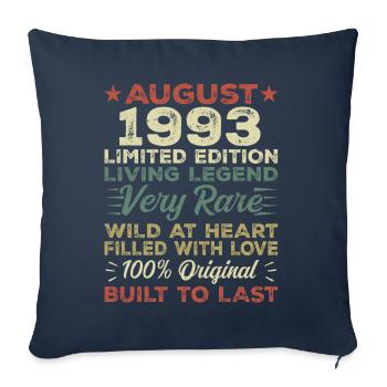Août 1993 - Idée cadeau pour Août 1993 - 1993 - Housse de coussin décorative 45 x 45 cm - bleu marine - Devant