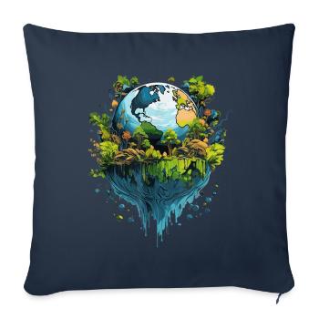 Respectez votre mère, le Jour de la Terre - Housse de coussin décorative 45 x 45 cm - bleu marine - Devant