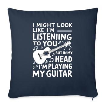 Citation drôle de joueur de guitare de musique - Housse de coussin décorative 45 x 45 cm - bleu marine - Devant