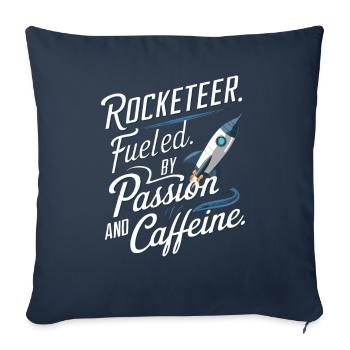 Modèle Rocketeer Alimenté Par La Passion Et La Caféine - Housse de coussin décorative 45 x 45 cm - bleu marine - Devant