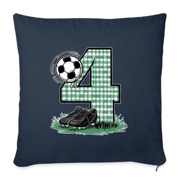 4ème anniversaire 4 ans de football Joueur de football - Housse de coussin décorative 45 x 45 cm - bleu marine - Devant