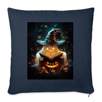 Cadeau d’Halloween Femmes Citrouille Hommes Enfants - Housse de coussin décorative 45 x 45 cm - bleu marine - Devant