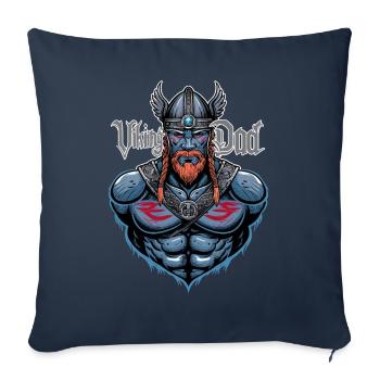 Féroce Viking guerrier papa Style artistique - Housse de coussin décorative 45 x 45 cm - bleu marine - Devant