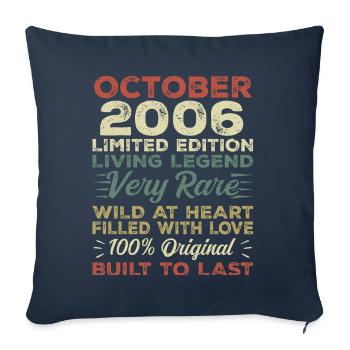 2006 October 2006 birthday October 2006 Original - Sofa pillowcase 17,3'' x 17,3'' (45 x 45 cm) - navy - Front