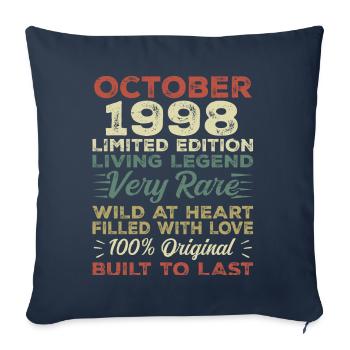 1998 October 1998 birthday October 1998 Original - Sofa pillowcase 17,3'' x 17,3'' (45 x 45 cm) - navy - Front