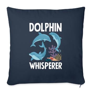 Dauphin Chuchoteur Amoureux des Dauphins - Housse de coussin décorative 45 x 45 cm - bleu marine - Devant