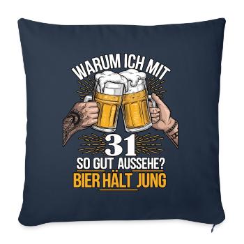 Pourquoi est-ce que j’ai l’air si bien à 31 ans ? La bière vous garde jeune - Housse de coussin décorative 45 x 45 cm - bleu marine - Devant