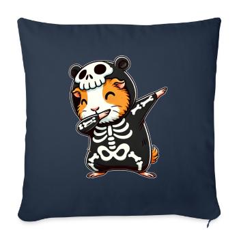 Halloween squelette mignon cochon d’Inde - Housse de coussin décorative 45 x 45 cm - bleu marine - Devant