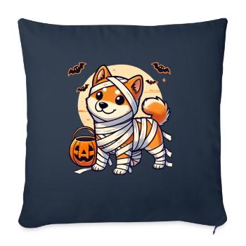 Shiba Inu Halloween Momie Mignon Shiba Inu - Housse de coussin décorative 45 x 45 cm - bleu marine - Devant