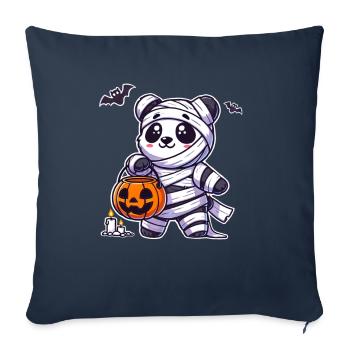 Panda Halloween Momie Enfants Femmes Hommes Panda - Housse de coussin décorative 45 x 45 cm - bleu marine - Devant