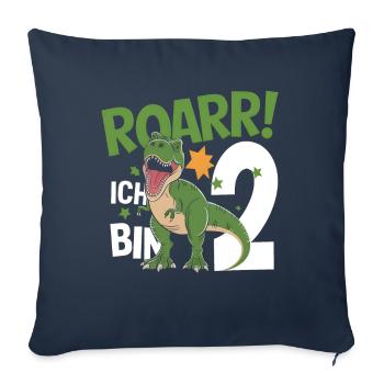 2nd Birthday 2 Years Dino Dinosaur Fan - Sofa pillowcase 17,3'' x 17,3'' (45 x 45 cm) - navy - Front