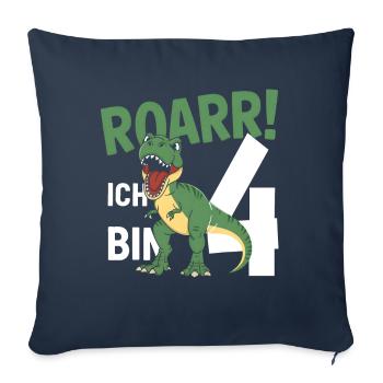 4ème anniversaire 4 ans Dino Dinosaur Fan - Housse de coussin décorative 45 x 45 cm - bleu marine - Devant