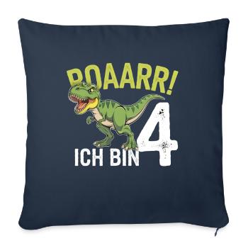 4ème anniversaire 4 ans Dino Dinosaur Fan - Housse de coussin décorative 45 x 45 cm - bleu marine - Devant