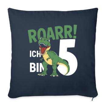 5th Birthday 5 Years Dino Dinosaur Fan - Sofa pillowcase 17,3'' x 17,3'' (45 x 45 cm) - navy - Front