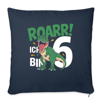 6ème anniversaire 6 ans Dino Dinosaur Fan - Housse de coussin décorative 45 x 45 cm - bleu marine - Devant