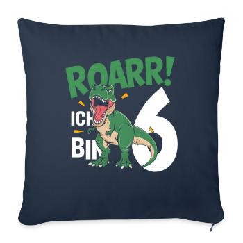 6ème anniversaire 6 ans Dino Dinosaur Fan - Housse de coussin décorative 45 x 45 cm - bleu marine - Devant