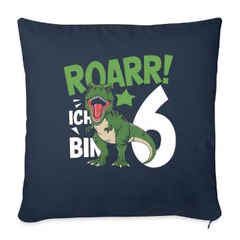 6ème anniversaire 6 ans Dino Dinosaur Fan - Housse de coussin décorative 45 x 45 cm - bleu marine - Devant