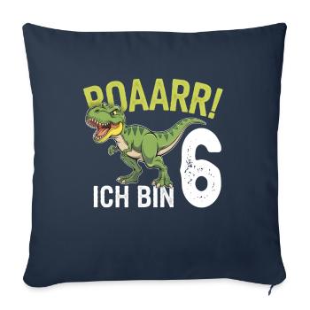 6ème anniversaire 6 ans Dino Dinosaur Fan - Housse de coussin décorative 45 x 45 cm - bleu marine - Devant