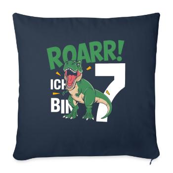 7th Birthday 7 Years Dino Dinosaur Fan - Sofa pillowcase 17,3'' x 17,3'' (45 x 45 cm) - navy - Front