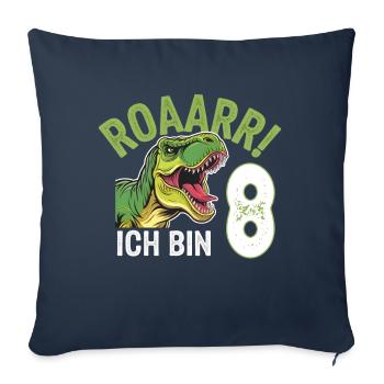 8e anniversaire 8 ans Dino Dinosaur Fan - Housse de coussin décorative 45 x 45 cm - bleu marine - Devant